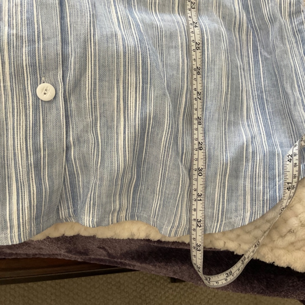 Dotti Striped Button Down Top with Crochet‎ Detail - Blue/White - Size Large - Picture 9 of 10